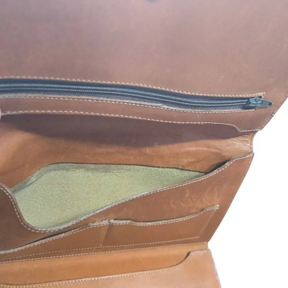 Roots Leather Large Wallet Clutch